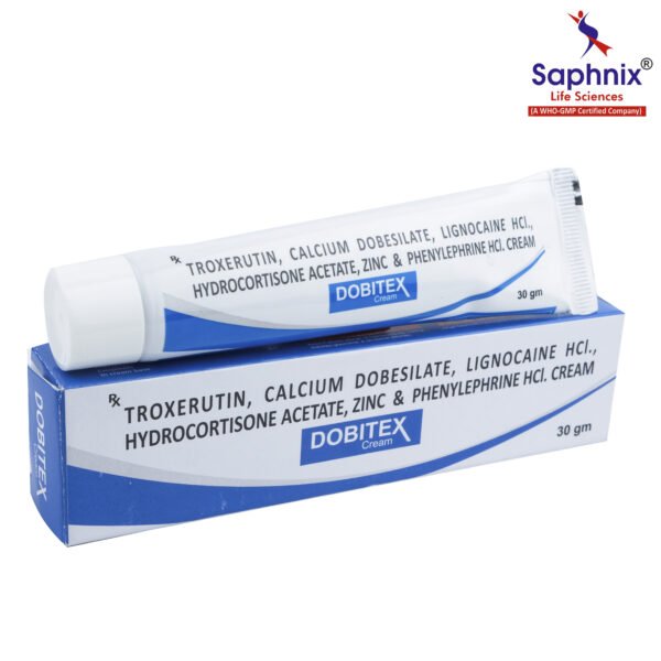 Troxerutin 2.0%, Calcium Dobesilate 0.25%, Lignocaine HCl 3.0%, Hydrocortisone Acetate 0.25%, Zinc 5.0% and Phenylephrine HCl 0.1% Cream